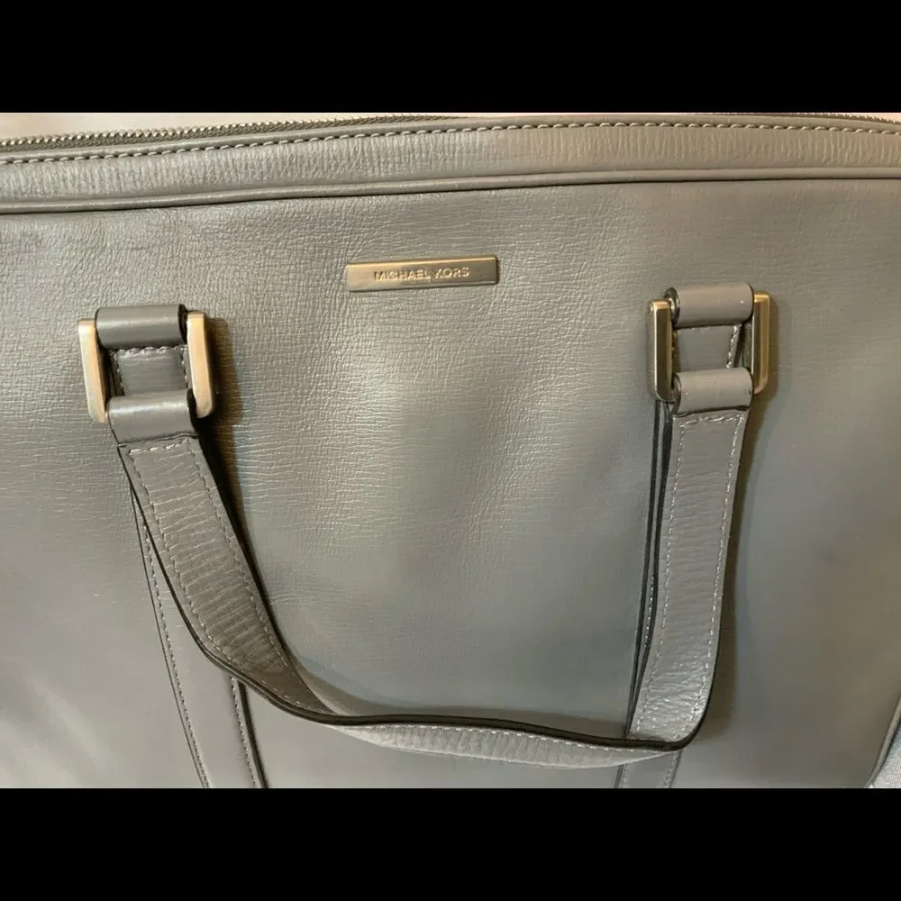 MICHAEL KORS Men’s Leather Briefcase Grey Laptop Bag *EXCELLENT*